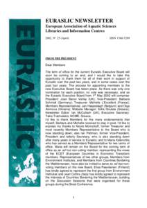 EURASLIC NEWSLETTER European Association of Aquatic Sciences Libraries and Information Centres 2002, N° 25 (April)  ISSN[removed]