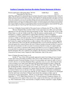 Southern Campaign American Revolution Pension Statements & Rosters Pension application of Benjamin Mayo 1 W5341 Transcribed by Will Graves Judith Mayo