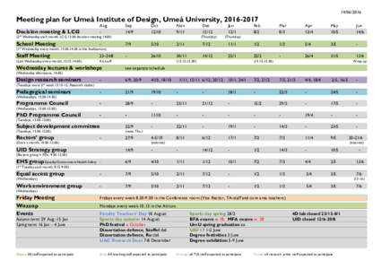 Meeting plan for Umeå Institute of Design, Umeå University, Decision meeting & LCG  Aug