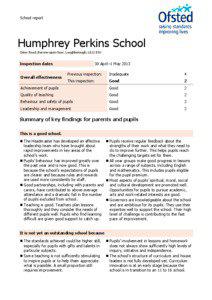 School report  Humphrey Perkins School