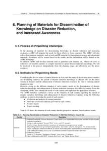 Chapter 6  Planning of Materials for Dissemination of Knowledge on Disaster Reduction, and Increased Awareness □■