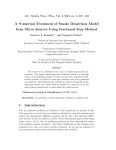 Adv. Studies Theor. Phys., Vol. 6, 2012, no. 5, [removed]A Numerical Treatment of Smoke Dispersion Model