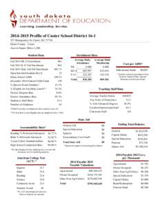 Profile of Custer School DistrictMontgomery St, Custer, SDHome County: Custer Area in Square Miles: 1,208  Student Data