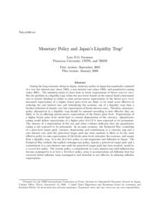 Tokyo509.tex  Monetary Policy and Japan’s Liquidity Trap∗ Lars E.O. Svensson Princeton University, CEPR, and NBER First version: September 2005
