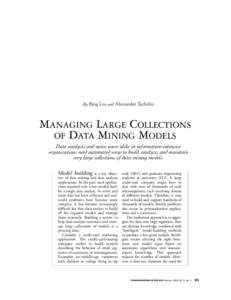 Data / Relational database management systems / Oracle Data Mining / Information technology management / Business intelligence / Data mining / Data model / Database / Conceptual model / Data management / Database management systems / Computing