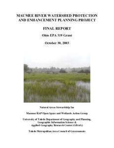 Maumee River Watershed Protection and Enhancement Planning Project - Final Report - October 2003