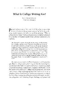 CHAPTER ELEVEN  What Is College Writing For? ELLEN ANDREWS KNODT  Penn State Abington