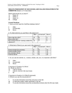 RESULTS FROM FIRST SURVEY OF HIGH SCHOOL TEACHERS