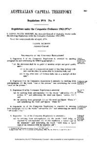 Regulations[removed]No. 9 Regulations under the Companies Ordinance[removed].* I, LIONEL KEITH MURPHY, the Attorney-General of Australia, hereby make