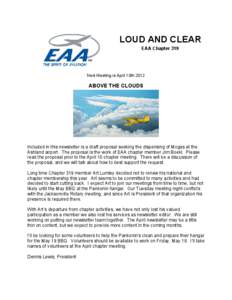 LOUD AND CLEAR EAA Chapter 319 Next Meeting is April 10th[removed]ABOVE THE CLOUDS