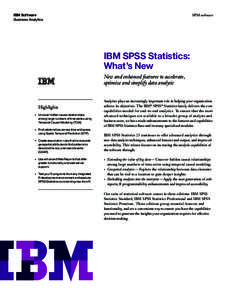 IBM Software Business Analytics SPSS software  IBM SPSS Statistics: