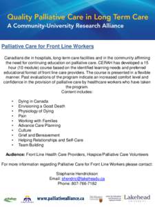 Palliative care / Hospice and palliative medicine / European Journal of Palliative Care / Medicine / Palliative medicine / Hospice