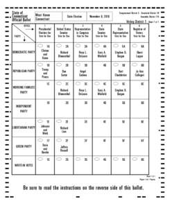 State of Connecticut Official Ballot OFFICE  West Haven