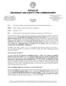 OFFICE OF INSURANCE AND SAFETY FIRE COMMISSIONER RALPH T. HUDGENS