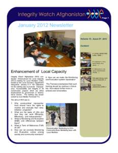 Integrity Watch Afghanistan  Page 1 January 2012 Newsletter Volume 13 , Issue