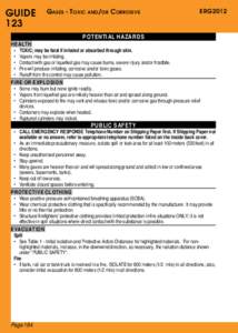 GUIDE 123 g ases - t oxiC and / or C orrosive	  ERG2012