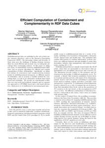 Efficient Computation of Containment and Complementarity in RDF Data Cubes Marios Meimaris George Papastefanatos