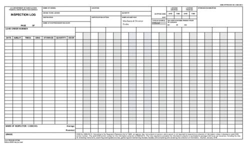 OMB APPROVED NOU.S. DEPARTMENT OF AGRICULTURE FEDERAL GRAIN INSPECTION SERVICE INSPECTION LOG