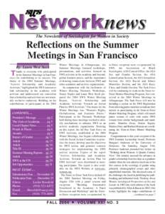 The Newsletter of Sociologists for Women in Society  Reflections on the Summer Meetings in San Francisco T