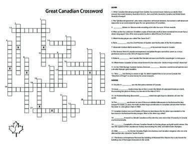 Great Canadian Crossword 1 DOWN 1. What Canadian female pop singer from Quebec has earned music industry accolades from around the world: Grammy Awards in the U.S., Juno and Felix Awards in Canada, and World Music