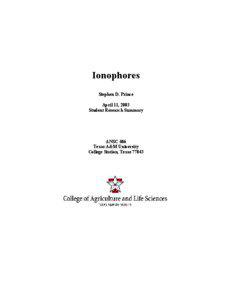 Ionophores Stephen D. Prince April 11, 2003