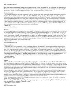 EMA Competition Winners Early Music America has managed three recording competitions (two with the Dorian label and one with Naxos) and three Medieval/ Renaissance performance competitions. EMA asked the winners of those 6 competitions to reflect on the importance of winning the