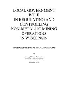LOCAL GOVERNMENT ROLE IN REGULATING AND CONTROLLING NON-METALLIC MINING OPERATIONS