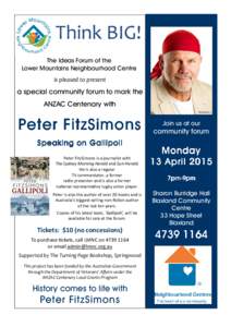 Springwood /  New South Wales / Gallipoli / Nationality / Australia / Gallipoli Campaign / Peter FitzSimons / Fitzsimons