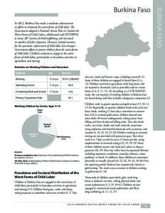 In 2012, Burkina Faso made a moderate advancement in efforts to eliminate the worst forms of child labor. The Government adopted a National Action Plan to Combat the Worst Forms of Child Labor, collaborated with INTERPOL