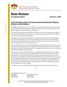 News Release Chapter 2 For Immediate Release 	  December 7, 2009