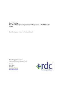 Rural Proofing New Post Primary Arrangements and Proposal for a Draft Education Order Rural Development Council for Northern Ireland