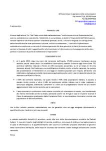 All’Autorità per le garanzie nelle comunicazioni Via Isonzo 21/b, 00198 Roma Fax[removed]PEC [removed] [removed]