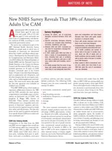 New NHIS Survey Reveals That 38% of American Adults Use CAM