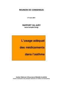 Réunions de consensus - L'usage adéquat des médicaments dans l'asthme