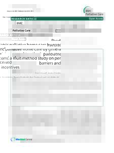Paediatric palliative home care by general paediatricians: a multimethod study on perceived barriers and incentives