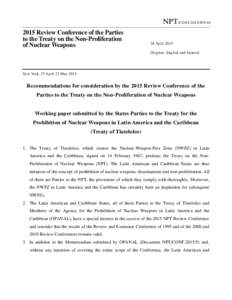 NPT/CONF.2015/WPReview Conference of the Parties to the Treaty on the Non-Proliferation of Nuclear Weapons  28 April 2015