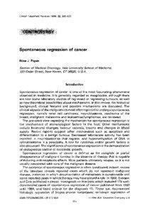 Spontaneous remission / Kidney cancer / Lung cancer / Melanoma / Renal cell carcinoma / Neuroblastoma / Carcinoma / Squamous-cell carcinoma / Metastasis / Medicine / Oncology / Anatomical pathology