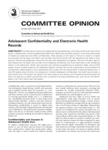 The American College of Obstetricians and Gynecologists WOMEN’S HEALTH CARE PHYSICIANS COMMITTEE OPINION Number 599 • May 2014
