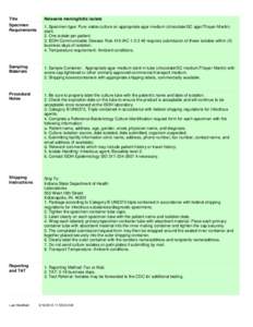 Title  Neisseria meningitidis isolate Specimen Requirements