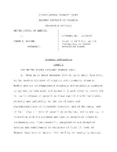 UNITED STATES DISTRICT COURT EASTERN DISTRICT OF VIRGINIA Alexandria Division UNITED STATES OF AMERICA V