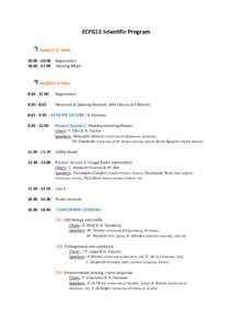 ECFG13 Scientific Program SUNDAY 3rd APRILRegistration