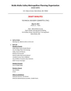 WWVMPO Technical Advisory Committee draft minutes from May 22, 2013