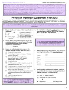 2012 NAMCS Physician Workflow Supplement for EHR Adopters