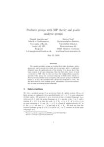 Profinite groups with NIP theory and p-adic analytic groups Katrin Tent†, Mathematisches Institut, Universit¨at M¨ unster,