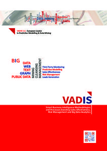 VADIS S.A. European Leader in Predictive Modelling & Data Mining Smart Business Intelligence Methodologies and Processes boosting Sales Effectiveness, Risk Management and Big Data Analytics