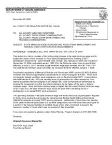 STATE OF CALIFORNIA—HEALTH AND HUMAN SERVICES AGENCY  ARNOLD SCHWARZENEGGER, Governor DEPARTMENT OF SOCIAL SERVICES 744 P Street, Sacramento, California 95814