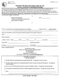 Request for Applicant Name Check by the Federal Bureau of Investigation (FBI)