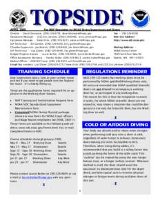 APRIL[removed]The NDP Newsletter for NOAA Diving Supervisors and Divers Director - David Dinsmore, ([removed], [removed] Fax[removed]