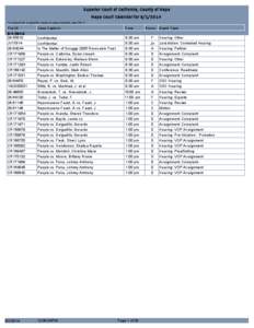 Superior Court of California, County of Napa Napa Court Calendar for[removed]To search for a specific name or case number, use Ctrl F. File ID