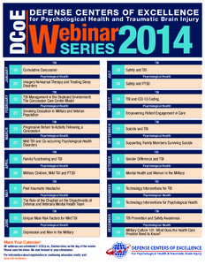 Health / Traumatic brain injury / Defense Centers of Excellence for Psychological Health and Traumatic Brain Injury / Concussion / Posttraumatic stress disorder / Medicine / Emergency medicine / Neurotrauma